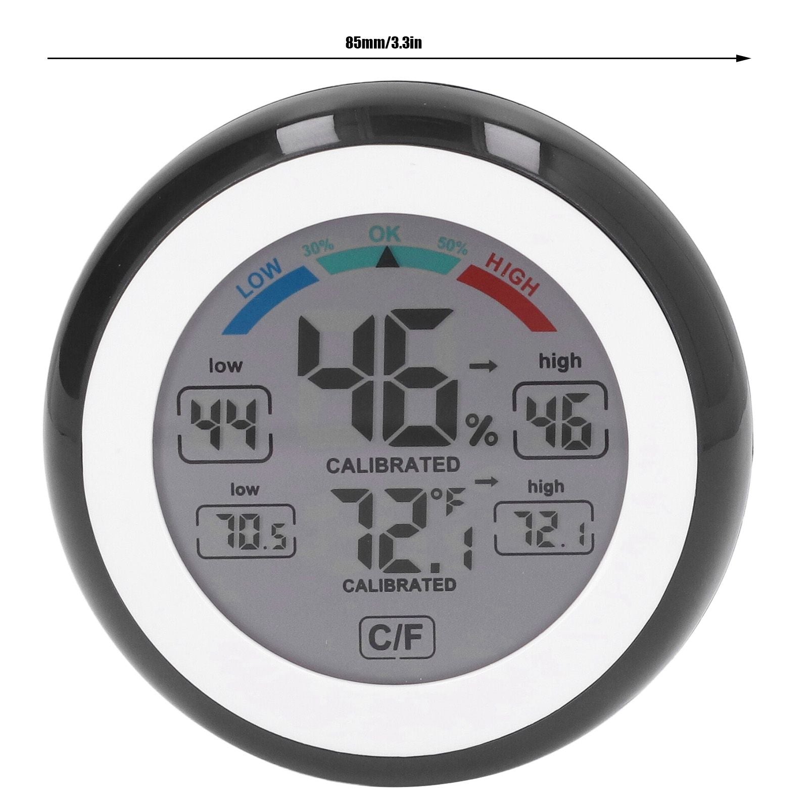 Indoor Outdoor Thermometer Hygrometer Round Touch Screen Wireless Electronic Temperature Humidity Meter with V1294-YM0523-3111220005611
