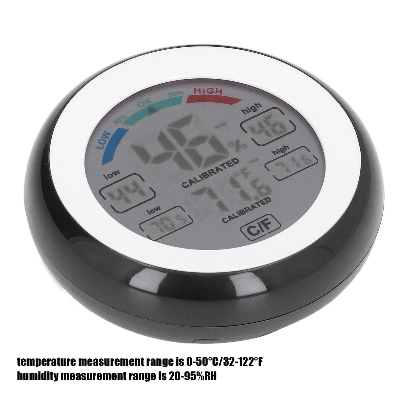 Indoor Outdoor Thermometer Hygrometer Round Touch Screen Wireless Electronic Temperature Humidity Meter with V1294-YM0523-3111220005611