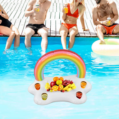 Inflatable Rainbow Cloud Drink Holder Floating Beverage Salad Fruit Serving Bar Pool Float Tool V1294-YM0523-3111220012611