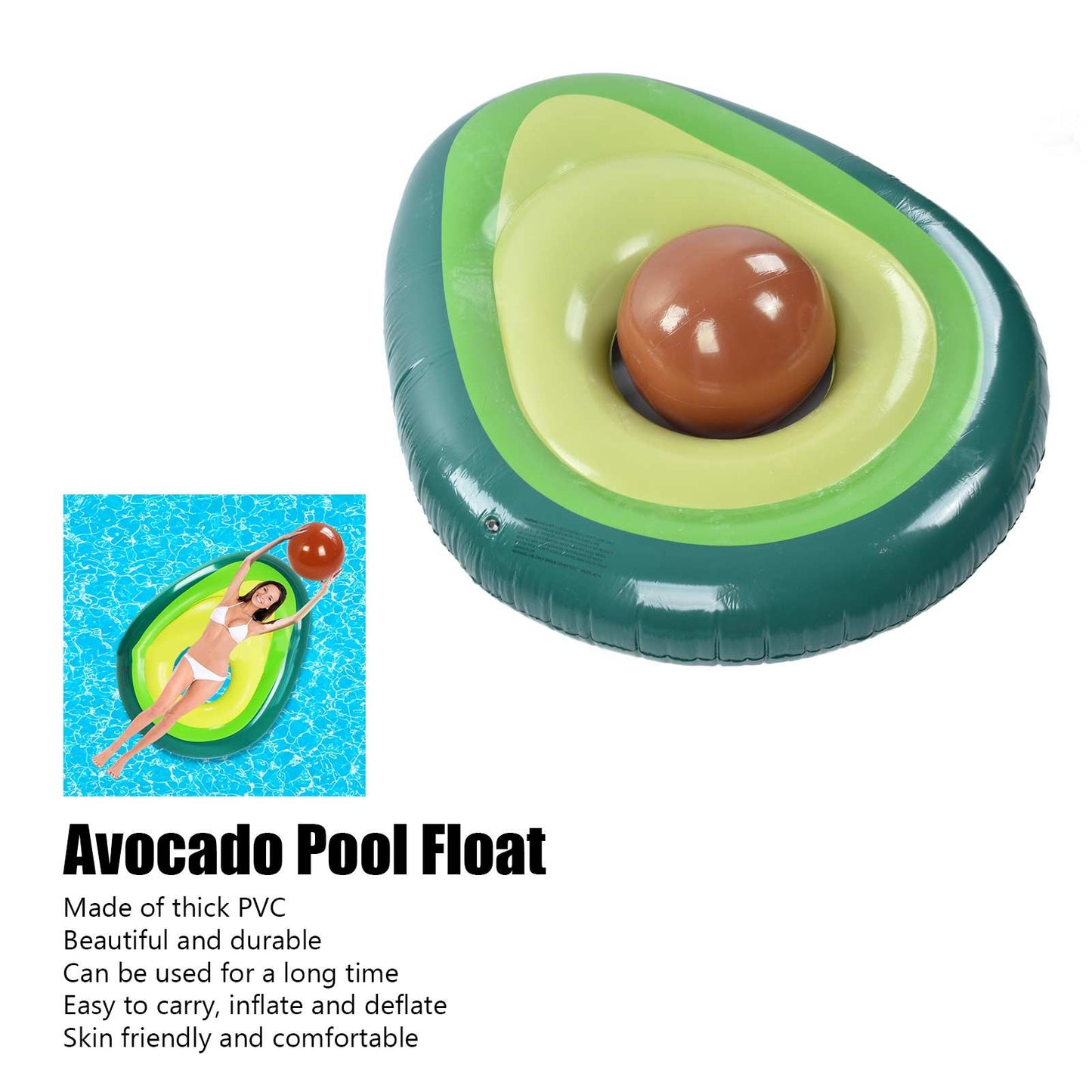 Avocado Pool Float PVC Inflatable Pools Raft Lounger Beach Floaty Party Toys with Ball V1294-YM0523-3111220013311