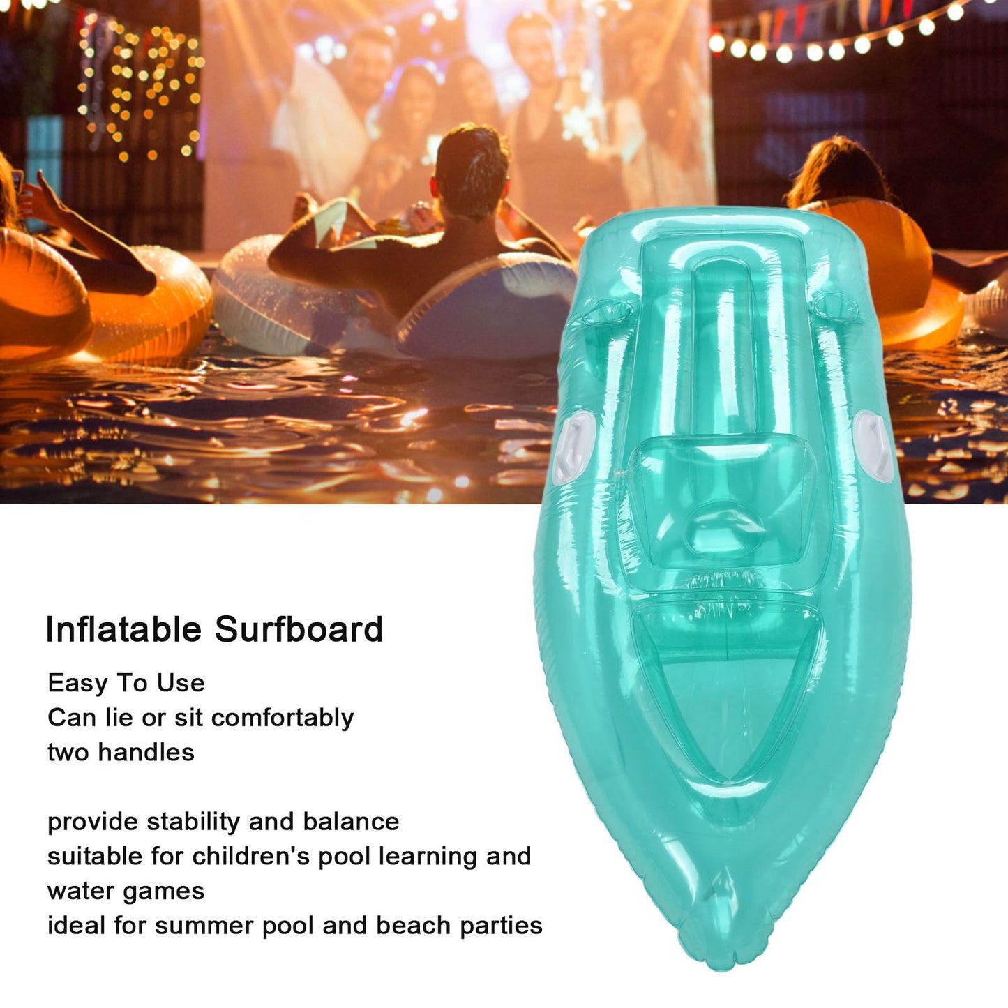Inflatable Surfboard Safe Stable Prevent Air Leakage Portable Inflatable Body Board with Handles for Children V1294-YM0523-3111220014511