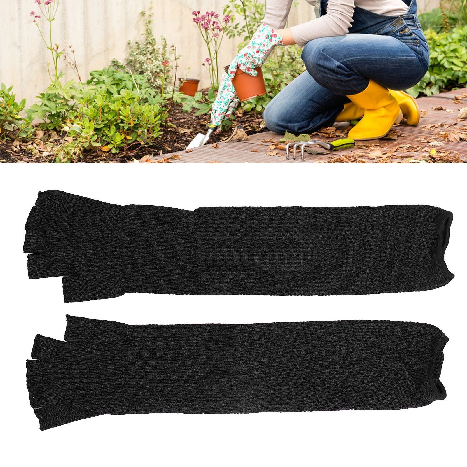 Arm Guards 45cm/17.7in Cut Resistant Half Finger Arm Sleeve for Kitchen Woodworking Gardening Black V1294-YM0523-3111220014711