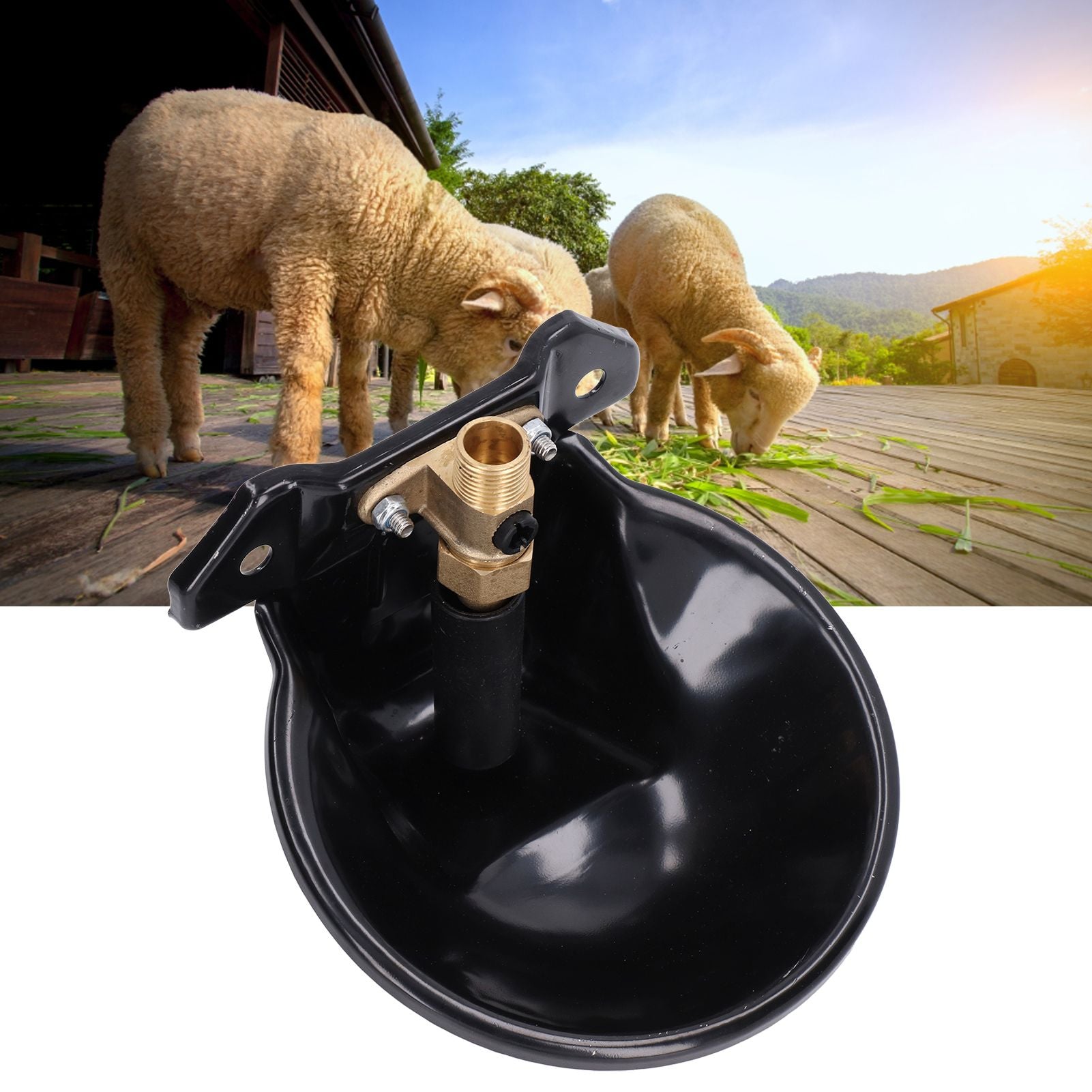 Sheep Water Bowl Stainless Steel Copper Valve Touch Switch Thickened Automatic Goats Drinking Waterer for Farm V1294-YM0523-3111220015711