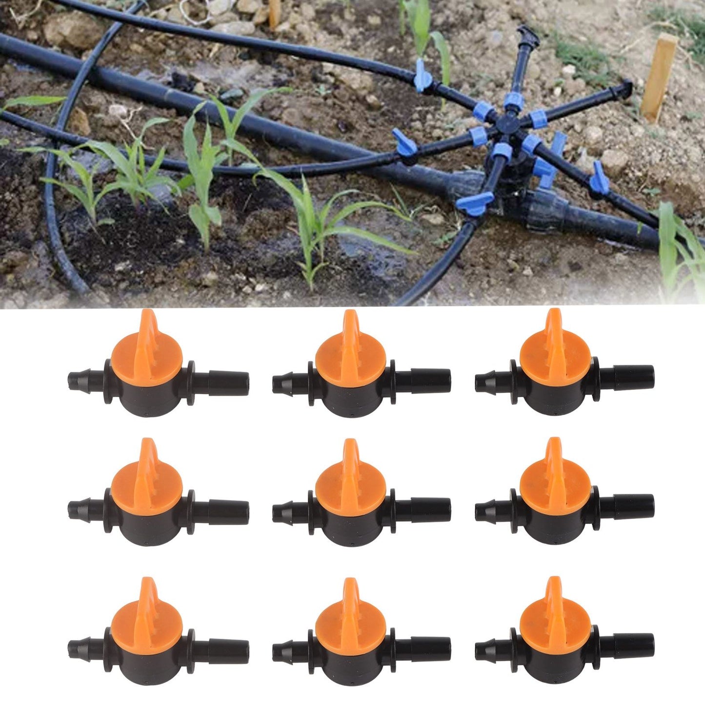 50pcs Drip Irrigation Valve 4/7mm Outer Diameter 6mm/0.2in Drip Irrigation Switching Valve for Irrigation V1294-YM0523-3111220017811