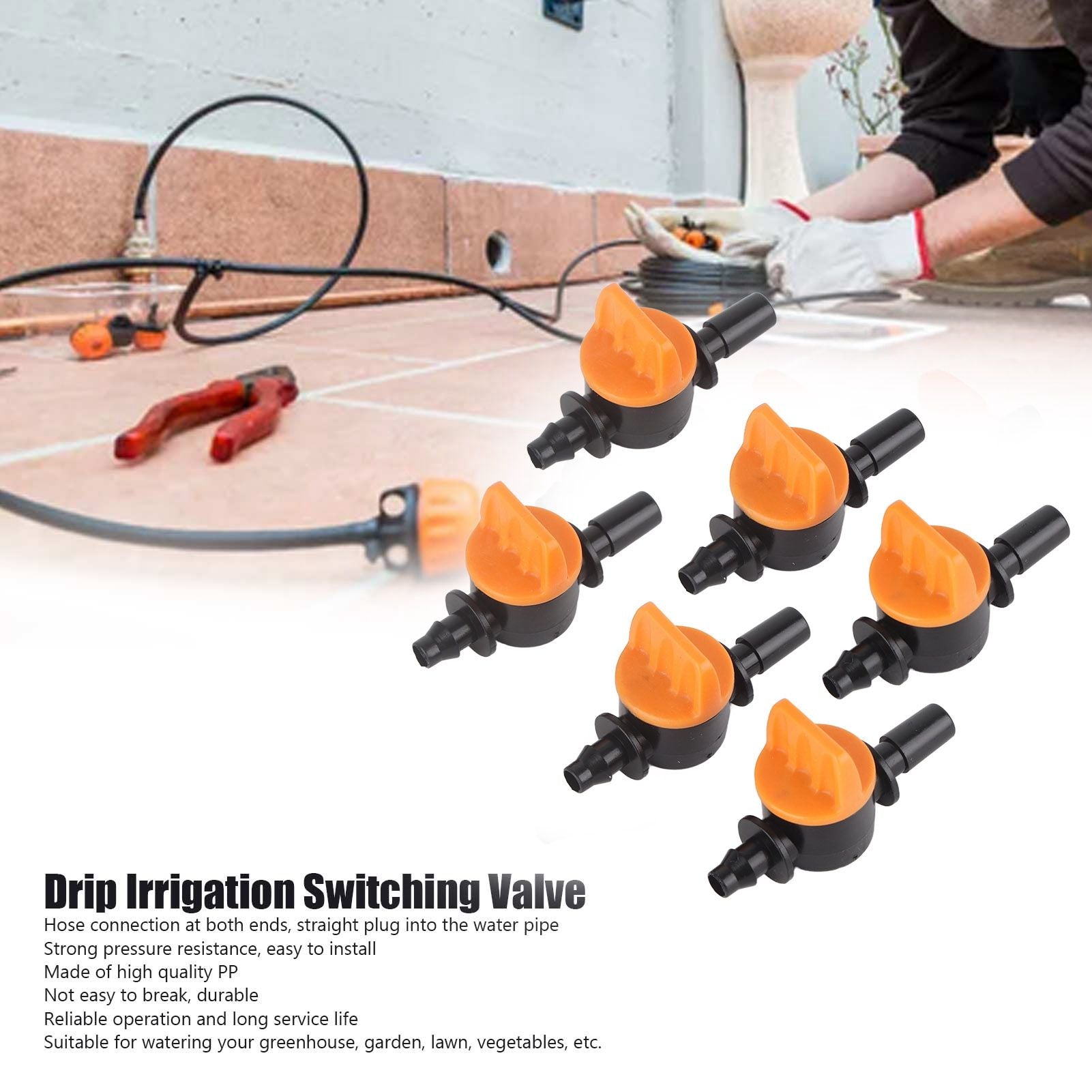 50pcs Drip Irrigation Valve 4/7mm Outer Diameter 6mm/0.2in Drip Irrigation Switching Valve for Irrigation V1294-YM0523-3111220017811