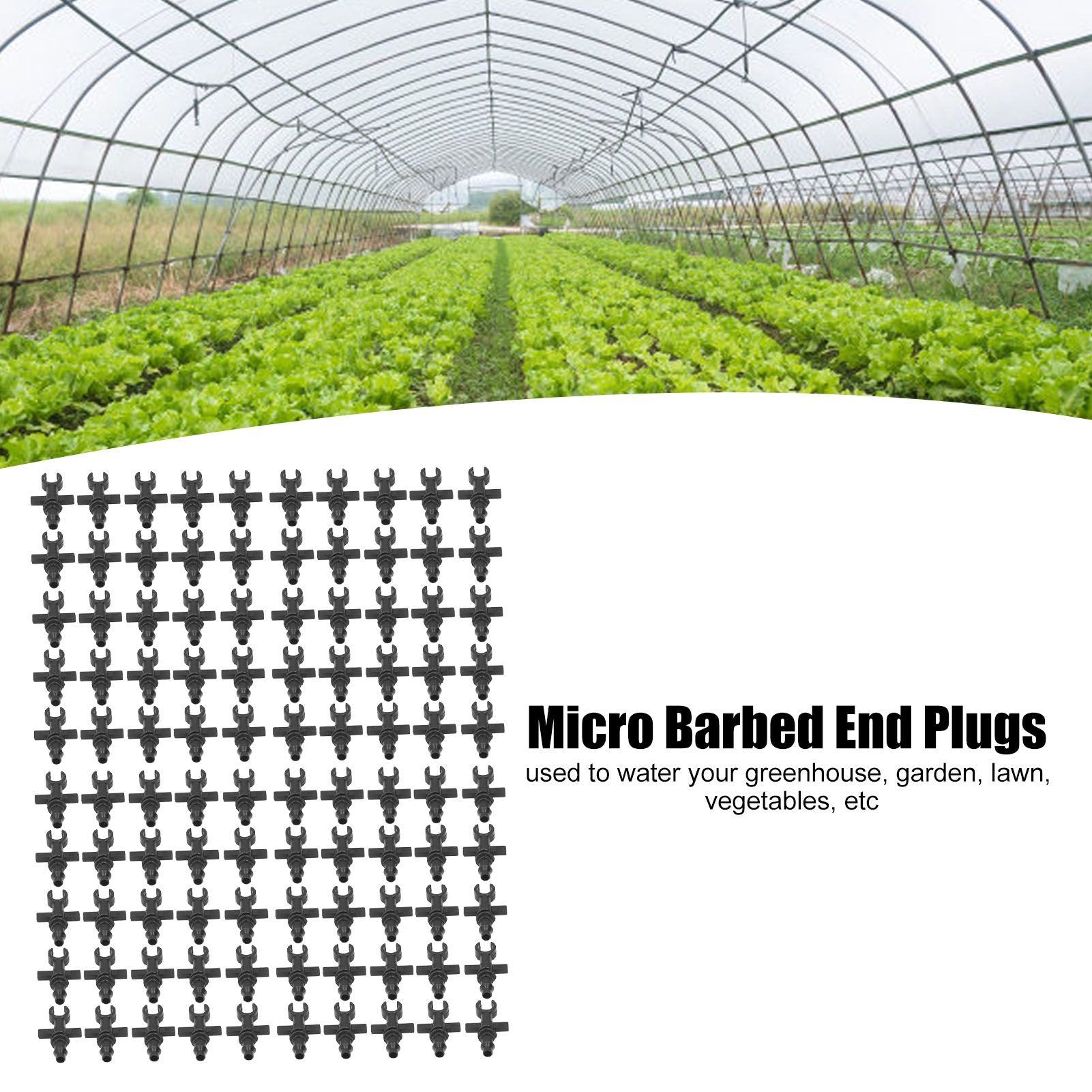 100Pcs 4/7mm Hose Micro Barbed End Plugs Irrigation Fitting Kit for Gardens Landscaping Lawns V1294-YM0523-3111220018311