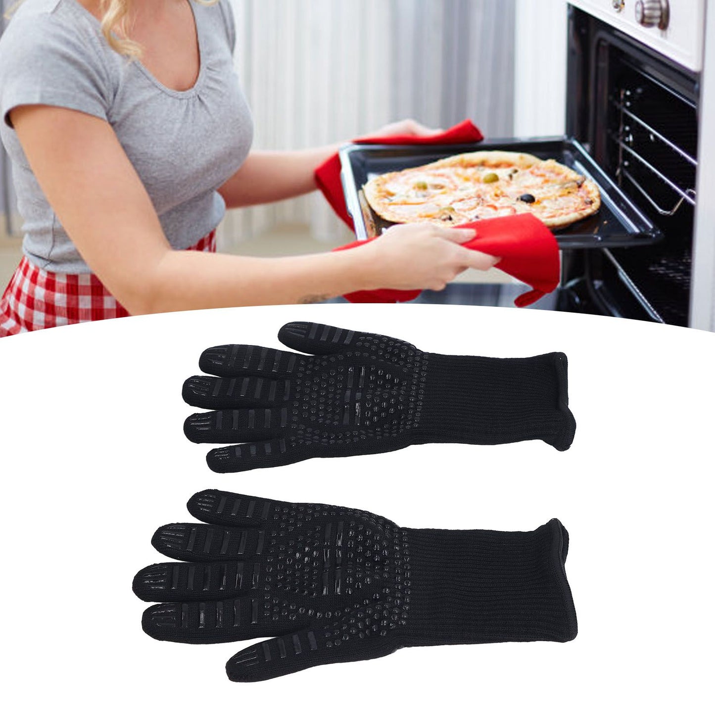 Heat Resistant Gloves 500 degrees C 31cm Hot Proof Mitts Cooking Tool for BBQ Oven Welding V1294-YM0523-3111220018911