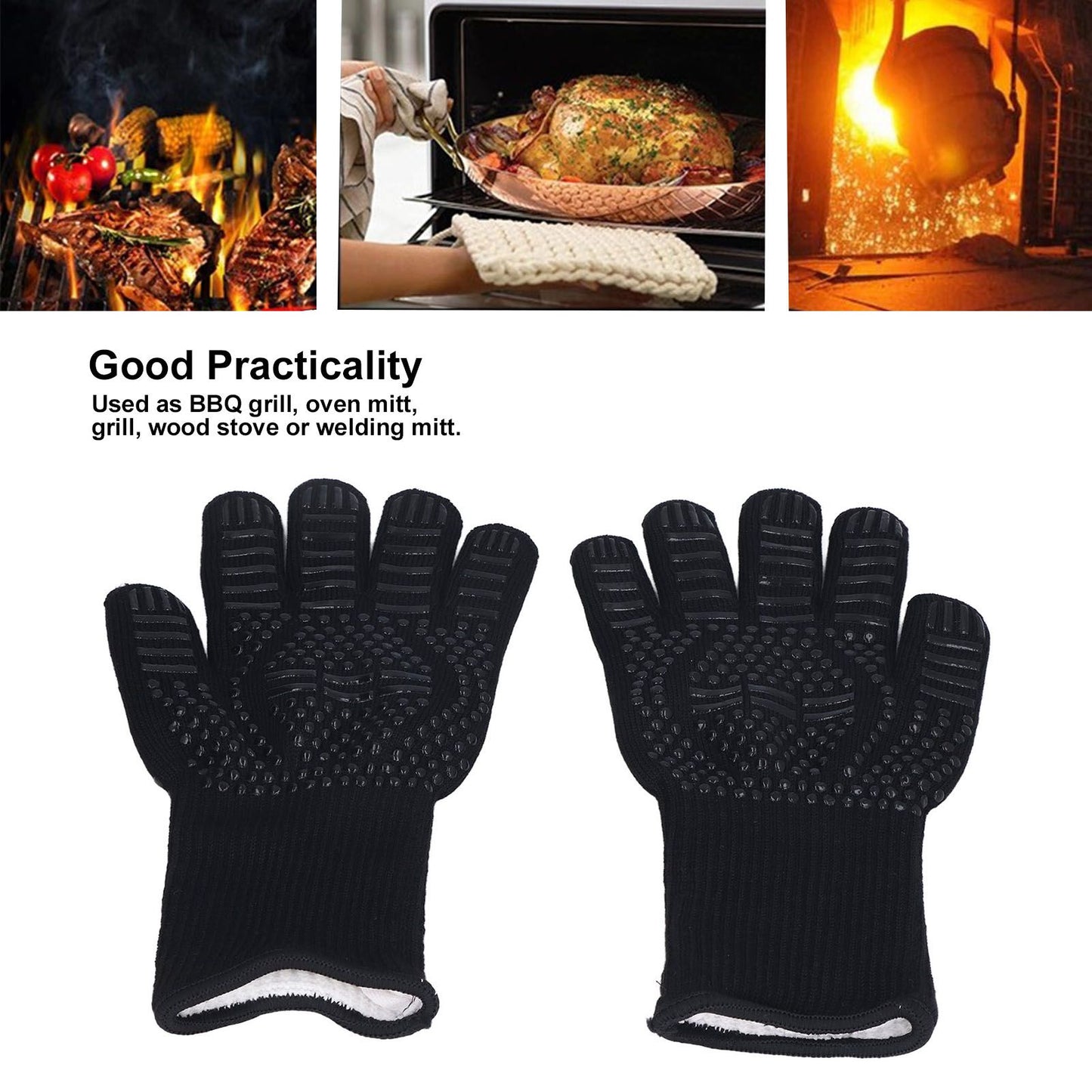 Heat Resistant Gloves 500 degrees C 31cm Hot Proof Mitts Cooking Tool for BBQ Oven Welding V1294-YM0523-3111220018911