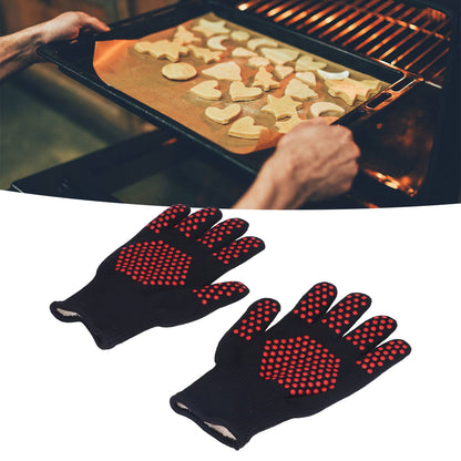 Heat Resistant Gloves 25cm Separate Fingers Hot Proof Mitts Cooking Tool for BBQ Welding V1294-YM0523-3111220019611