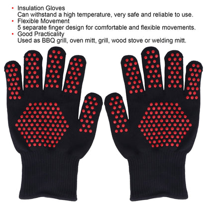 Heat Resistant Gloves 25cm Separate Fingers Hot Proof Mitts Cooking Tool for BBQ Welding V1294-YM0523-3111220019611