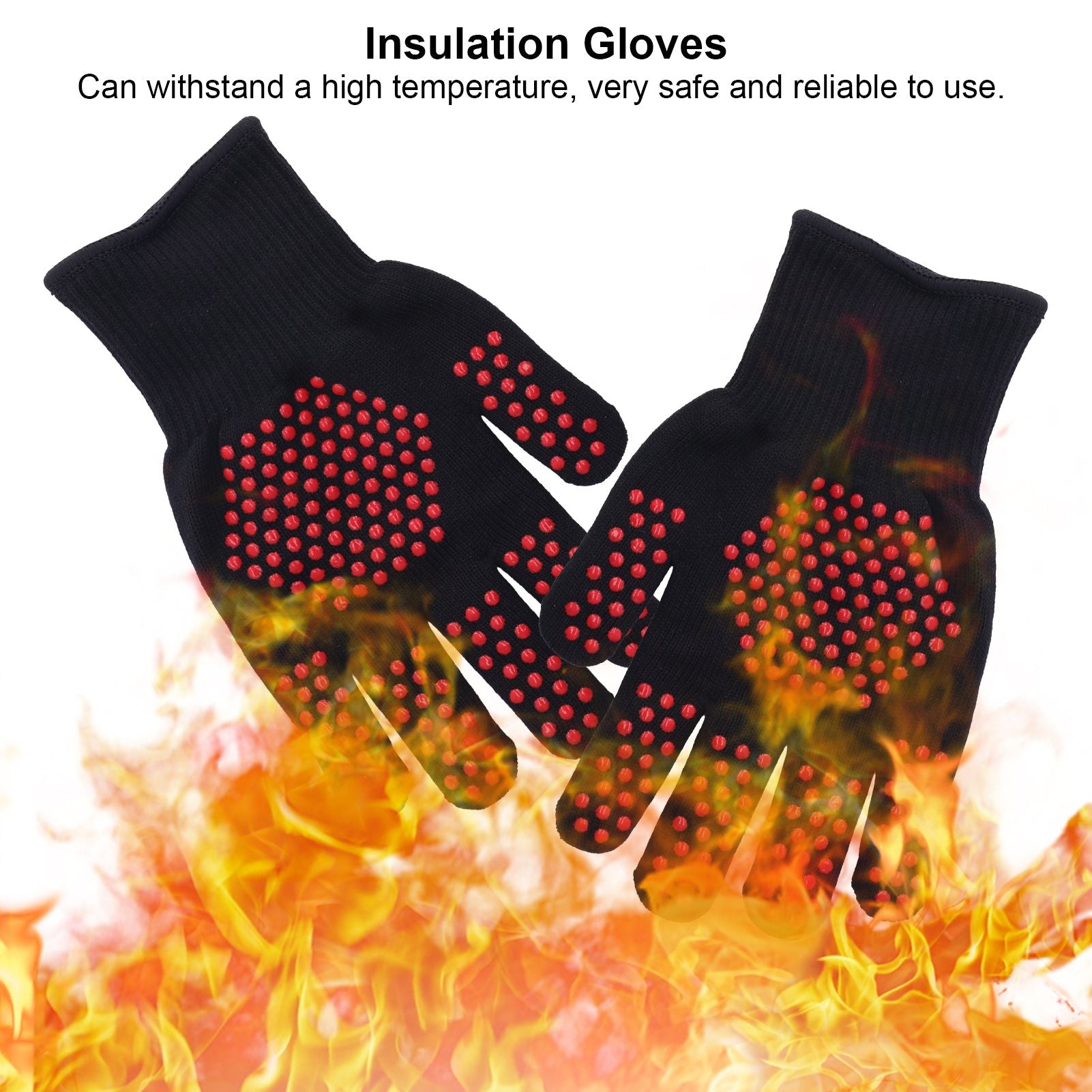 Heat Resistant Gloves 25cm Separate Fingers Hot Proof Mitts Cooking Tool for BBQ Welding V1294-YM0523-3111220019611