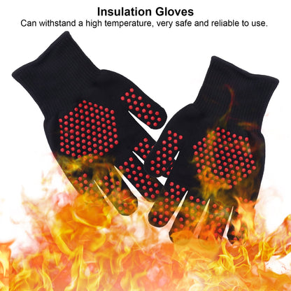 Heat Resistant Gloves 25cm Separate Fingers Hot Proof Mitts Cooking Tool for BBQ Welding V1294-YM0523-3111220019611