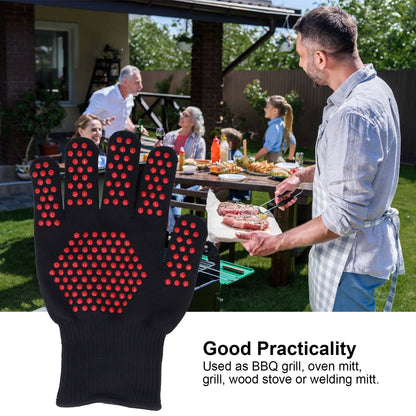 Heat Resistant Gloves 25cm Separate Fingers Hot Proof Mitts Cooking Tool for BBQ Welding V1294-YM0523-3111220019611