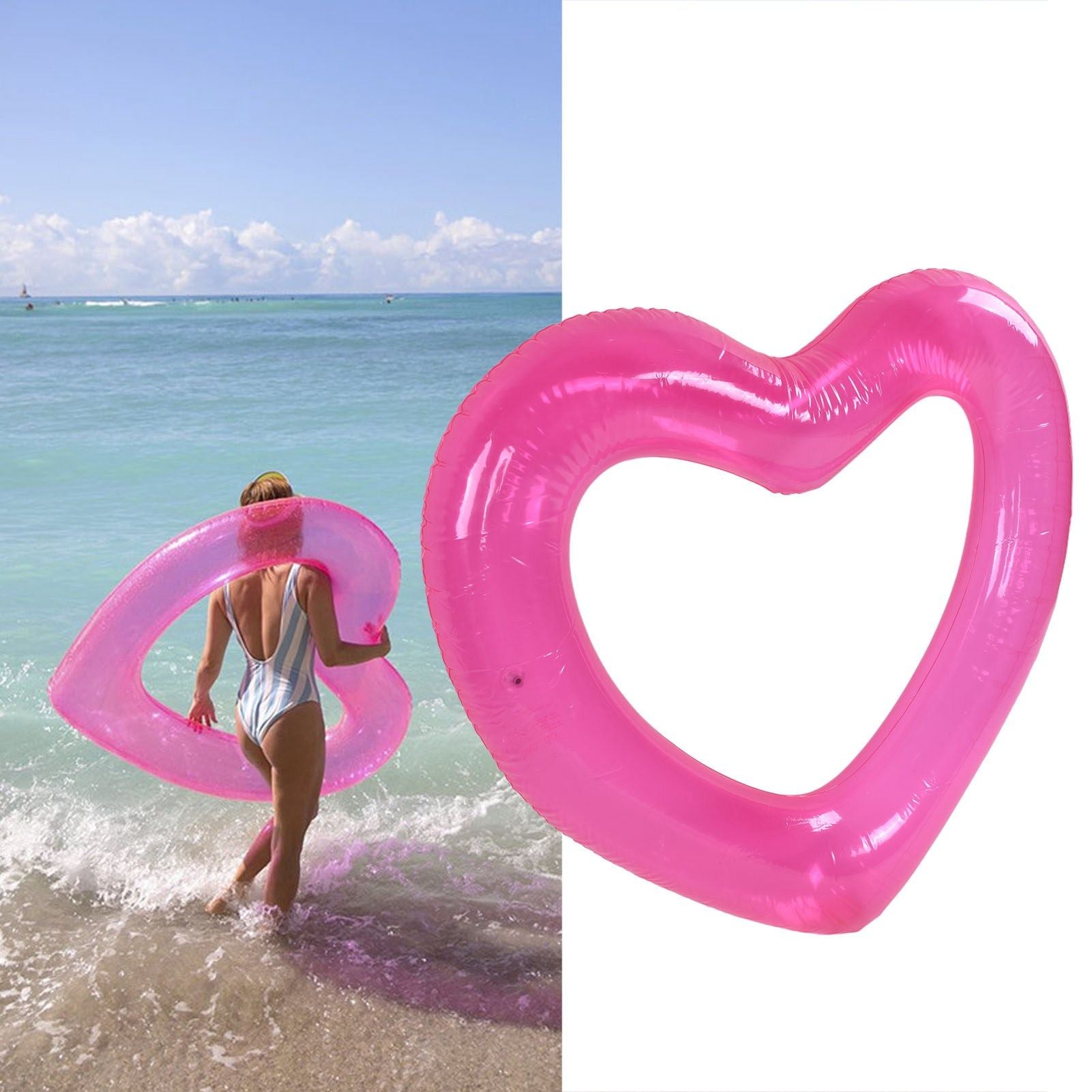 Heart Pool Float PVC Material Skin Friendly Lightweight Pink Romantic Style Floating Tubes for Summer V1294-YM0523-3111220021811