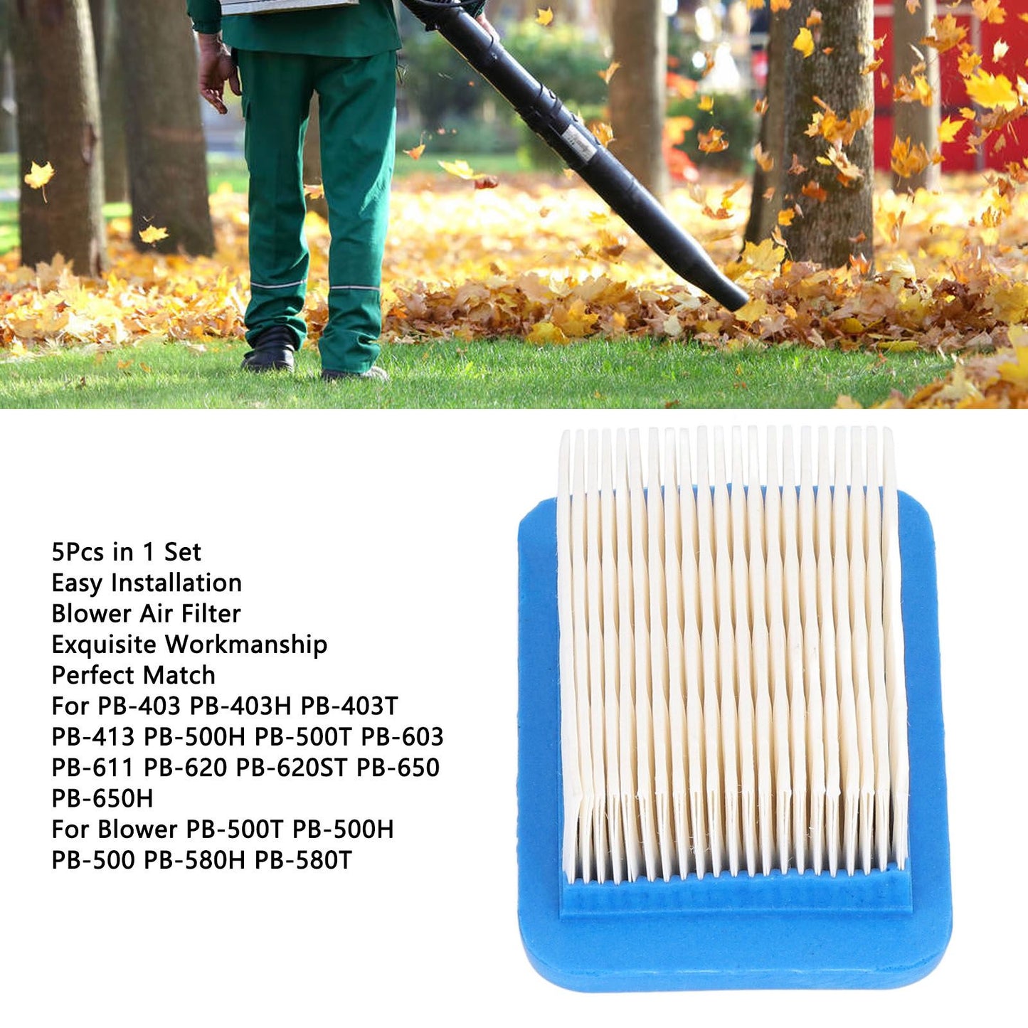 5Pcs Air Filter Blower Accessory A226000032 A226000031 for PB-403 PB-403H PB-403T PB-413 V1294-YM0523-3111220022911