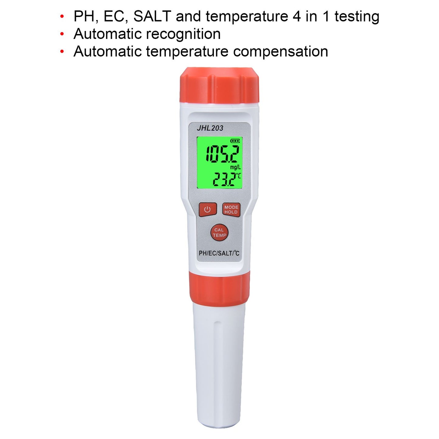 PH Tester 4 in 1 Portable Automatic Recognition Temperature Compensation Accurate Widely Used EC Meter for PH V1294-YM0523-3111220027111