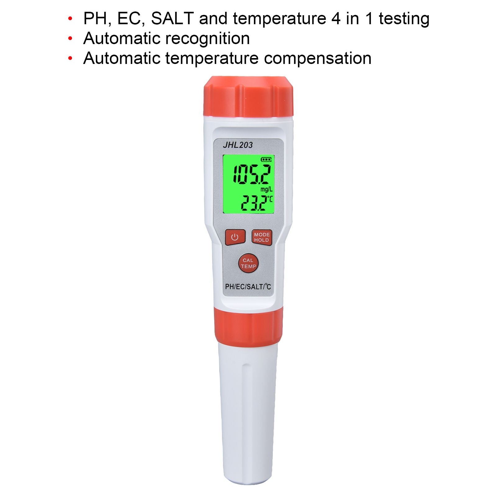 PH Tester 4 in 1 Portable Automatic Recognition Temperature Compensation Accurate Widely Used EC Meter for PH V1294-YM0523-3111220027111