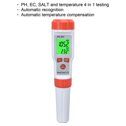 PH Tester 4 in 1 Portable Automatic Recognition Temperature Compensation Accurate Widely Used EC Meter for PH V1294-YM0523-3111220027111