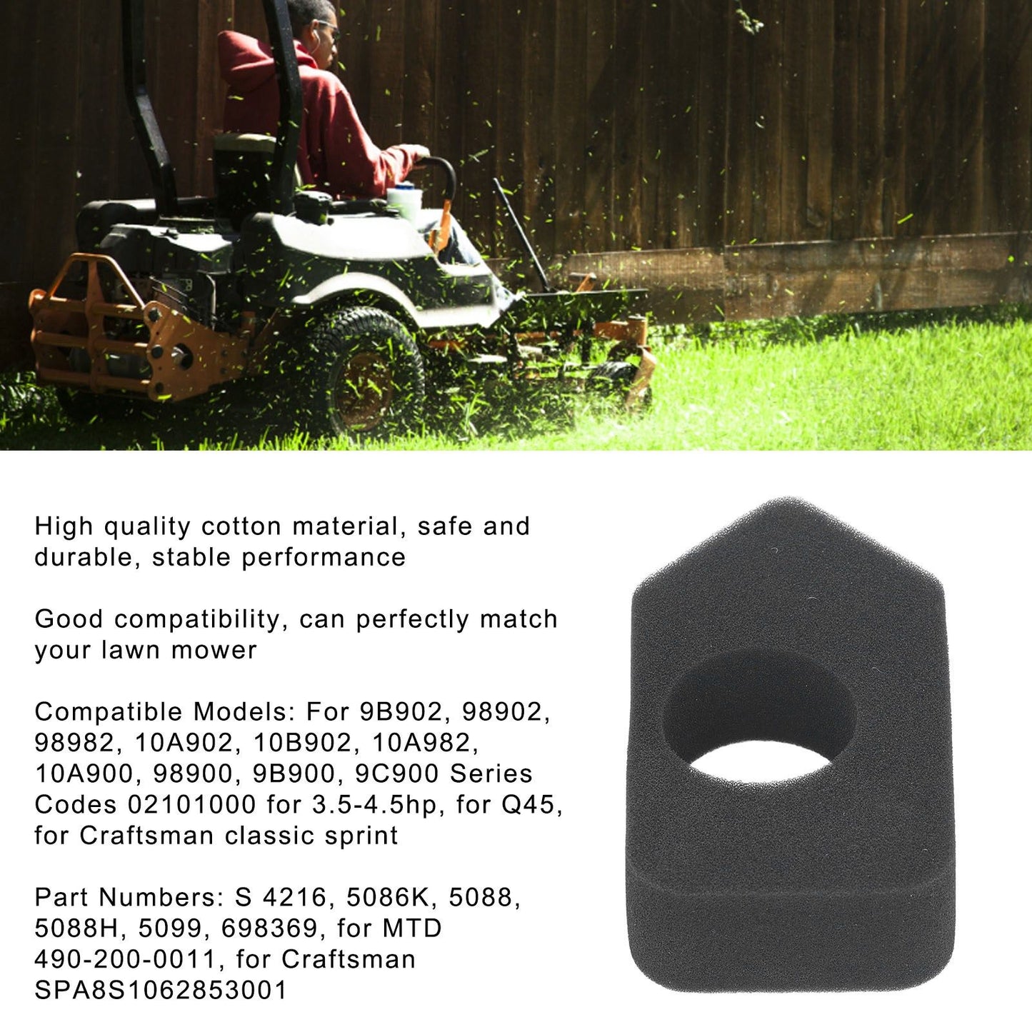 10PCS Air Filter Sponge Replacement Lawn Mower Part 698369 for Craftsman Classic Sprint Engine V1294-YM0523-3111220029211