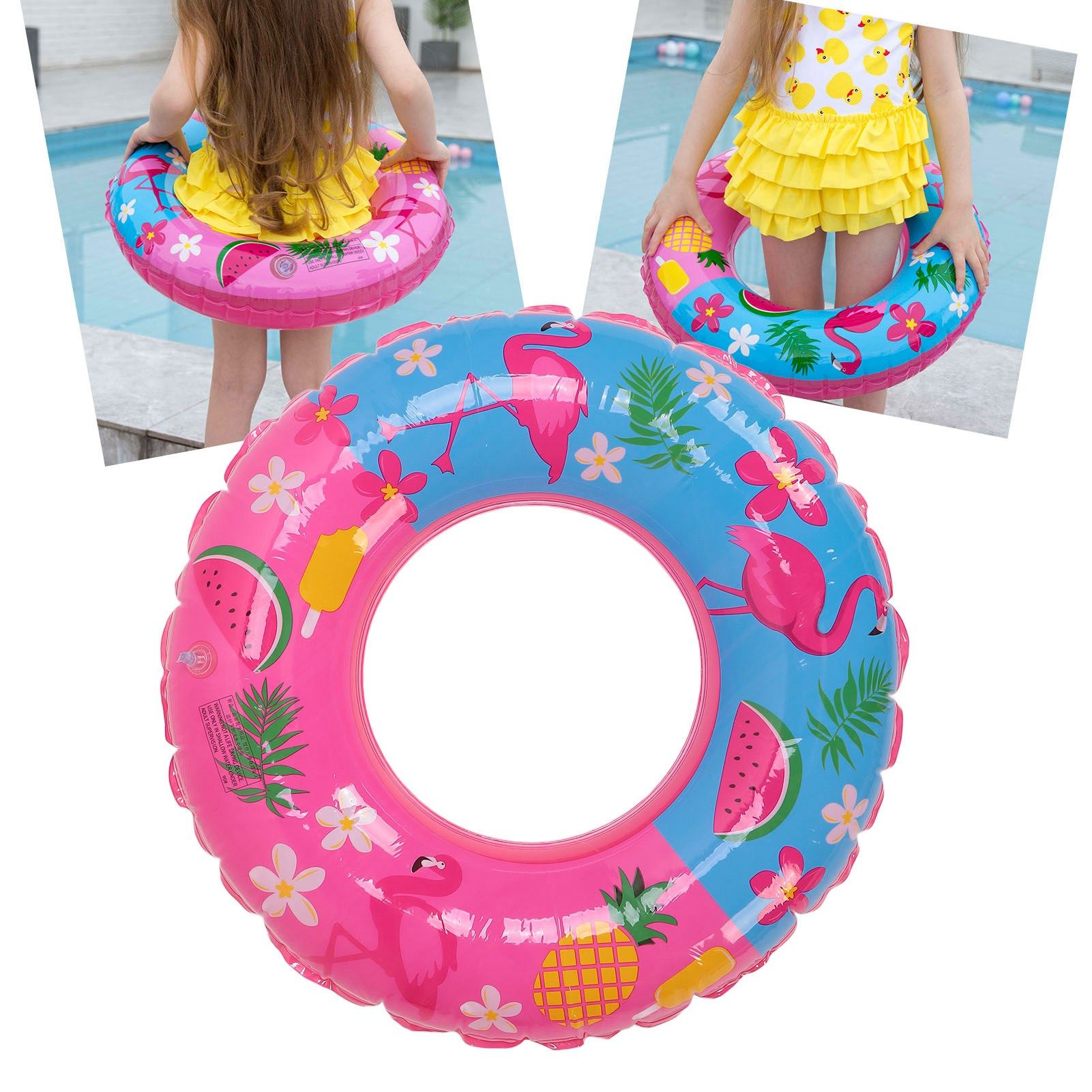 Swimming Floats Pink Flamingo Pattern Thickened Eco Friendly PVC Portable Round Pool Floats for Girl V1294-YM0523-3111220029611