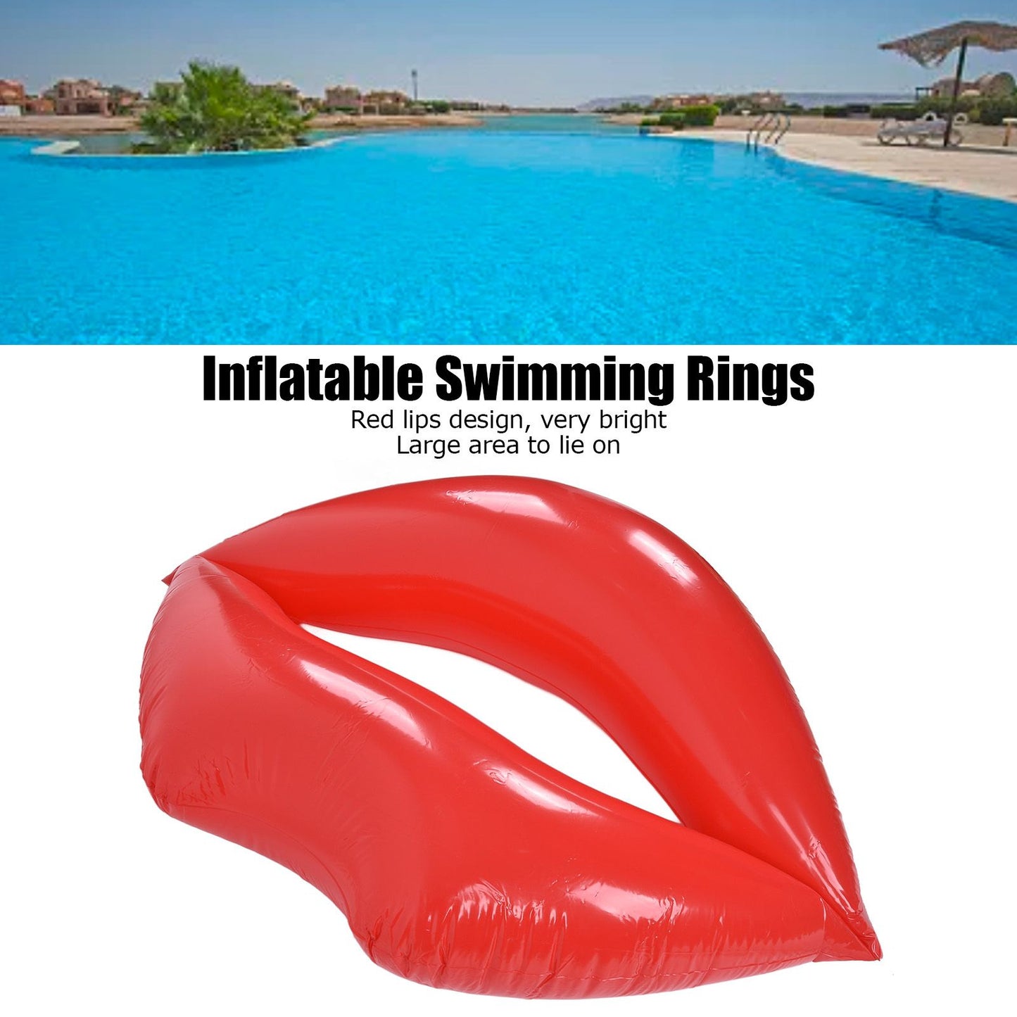 Red Lips Float Bed Thickened Increase PVC Inflatable Red Lips Swimming Pool for Adult Beaches Parties V1294-YM0523-3111220030411