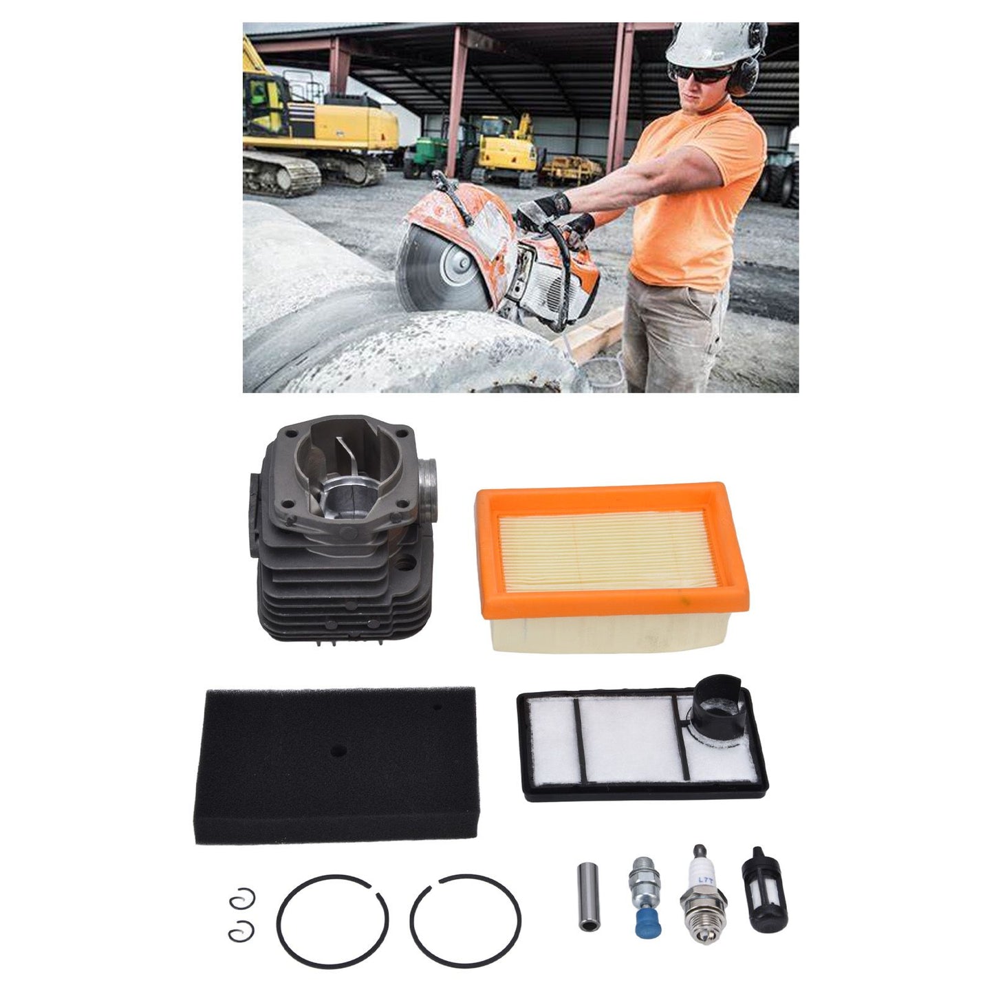 49mm Cylinder Piston Air Fuel Filter Kit for Stihl TS400 Concrete Cut Off Saw Replace 4223 020 1200 V1294-YM0523-3111220030911