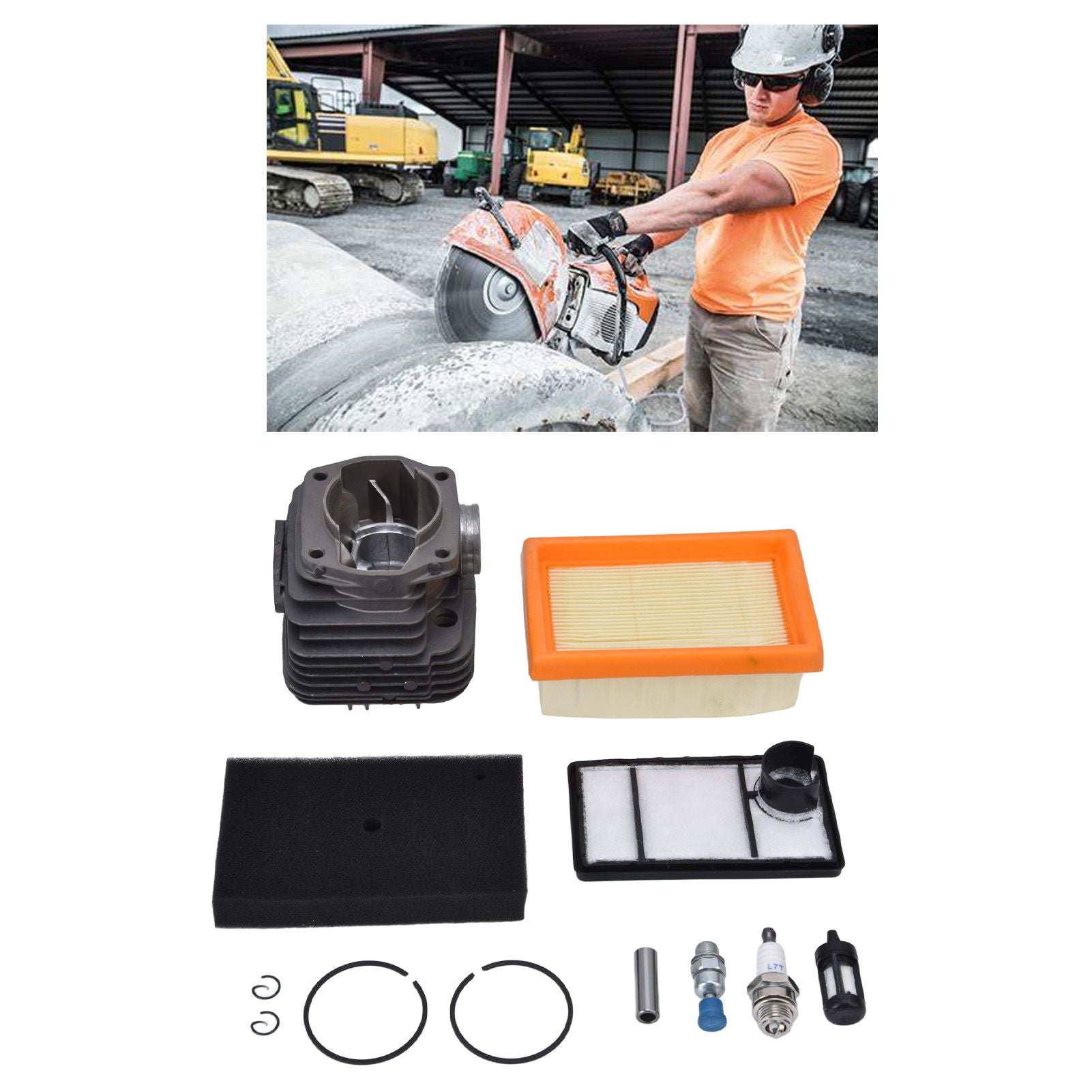 49mm Cylinder Piston Air Fuel Filter Kit for Stihl TS400 Concrete Cut Off Saw Replace 4223 020 1200 V1294-YM0523-3111220030911