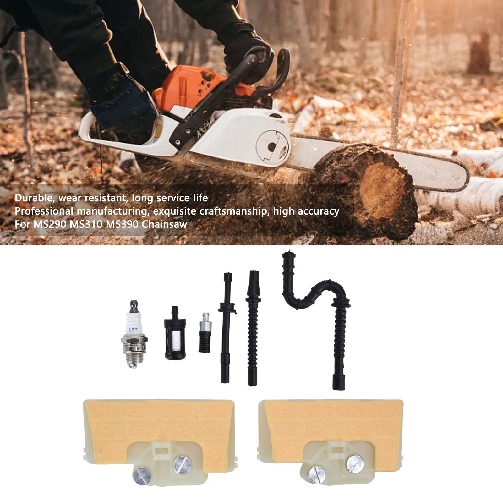 Chainsaw Air Filter Kit Wear Resistant High Accuracy Chainsaw Parts with Fuel Pipe Assembly for MS290 MS390 V1294-YM0523-3111220031211