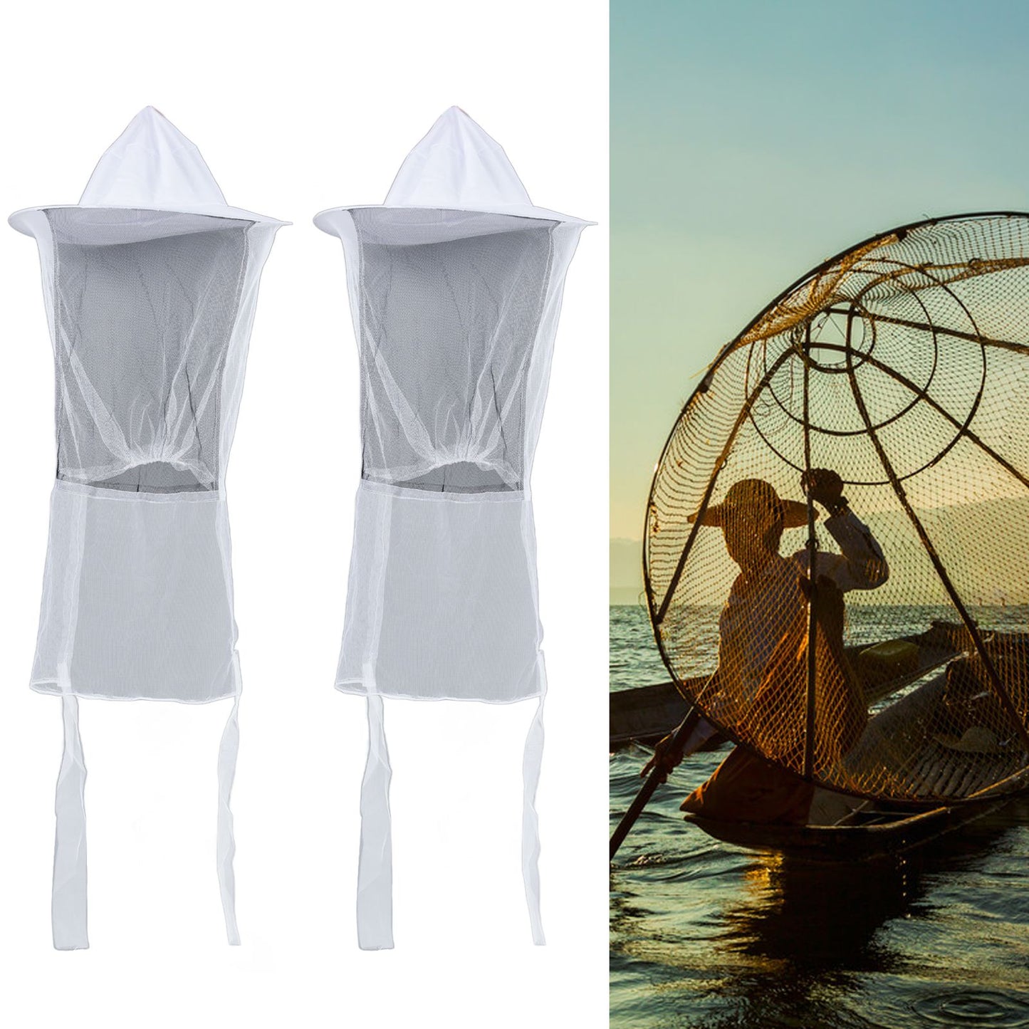 2pcs Beekeeper Protective Hat Beekeeping Protector Hat with Breathable Mesh for Fishermen Hunters Hikers V1294-YM0523-3111220033211