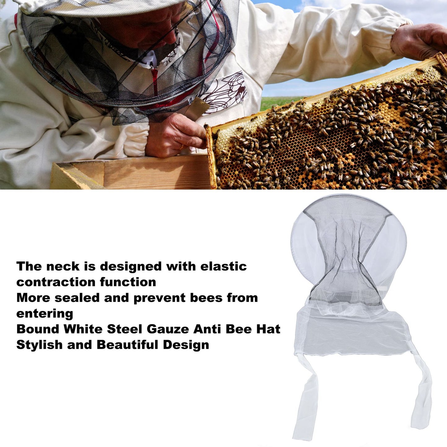 2pcs Beekeeper Protective Hat Beekeeping Protector Hat with Breathable Mesh for Fishermen Hunters Hikers V1294-YM0523-3111220033211