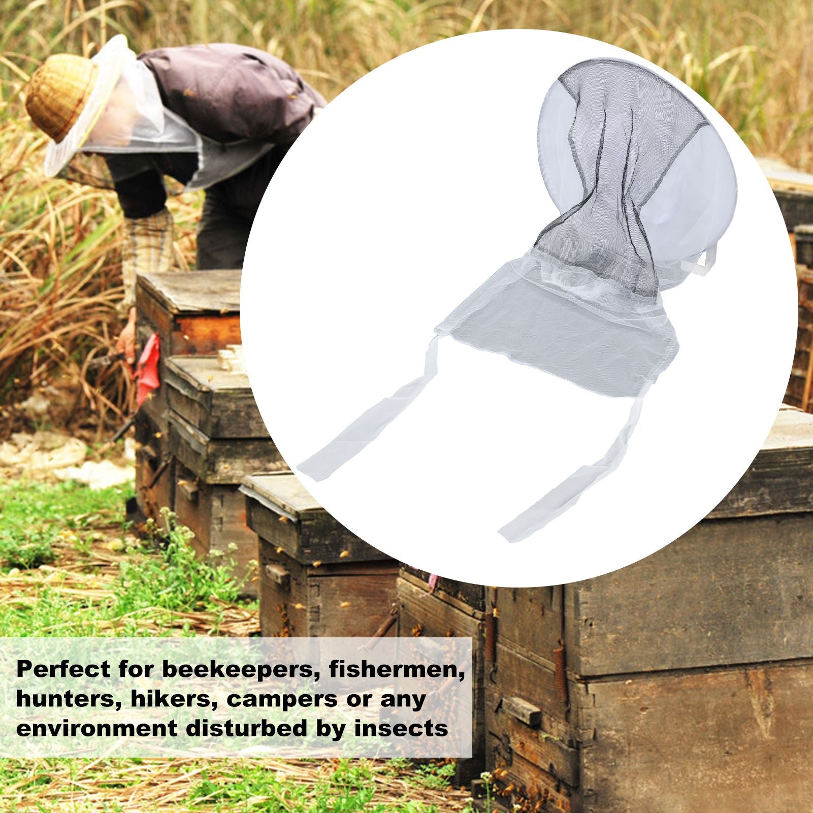 2pcs Beekeeper Protective Hat Beekeeping Protector Hat with Breathable Mesh for Fishermen Hunters Hikers V1294-YM0523-3111220033211