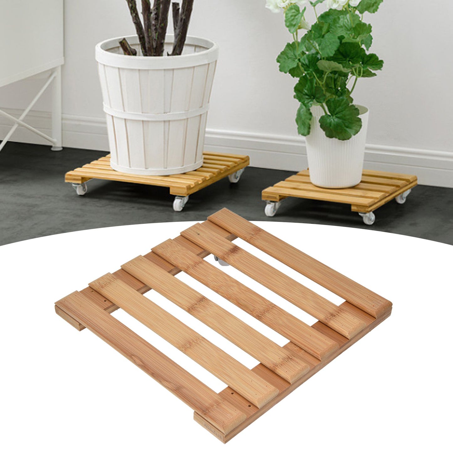 Plant Roller Base Stand Square with 360 degrees Removable Caster Wheel for Flower Pot 25x25cm S V1294-YM0523-3111220033411