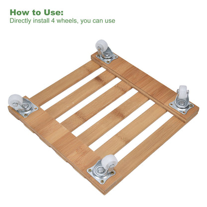 Plant Roller Base Stand Square with 360 degrees Removable Caster Wheel for Flower Pot 25x25cm S V1294-YM0523-3111220033411