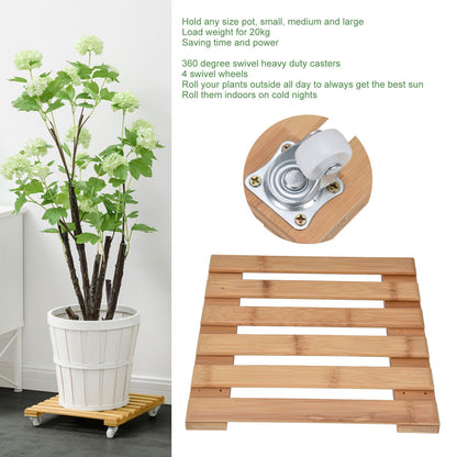 Plant Roller Base Stand Square with 360 degrees Removable Caster Wheel for Flower Pot 25x25cm S V1294-YM0523-3111220033411