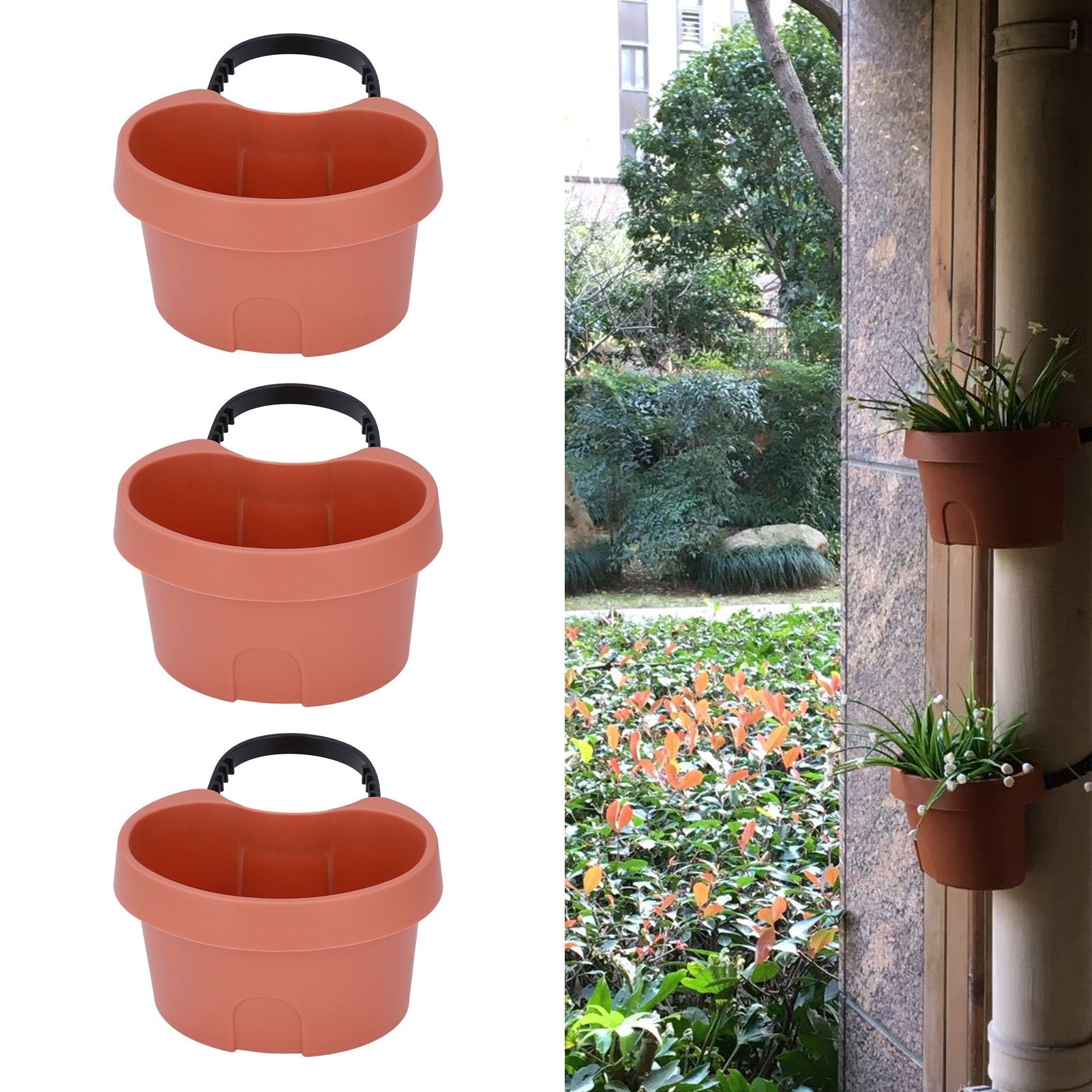 Flower Pot with Adjustable Strap Plastic Drain Pipe Flower Container Succulent Seedling Pot for Outdoor V1294-YM0523-3111220037511