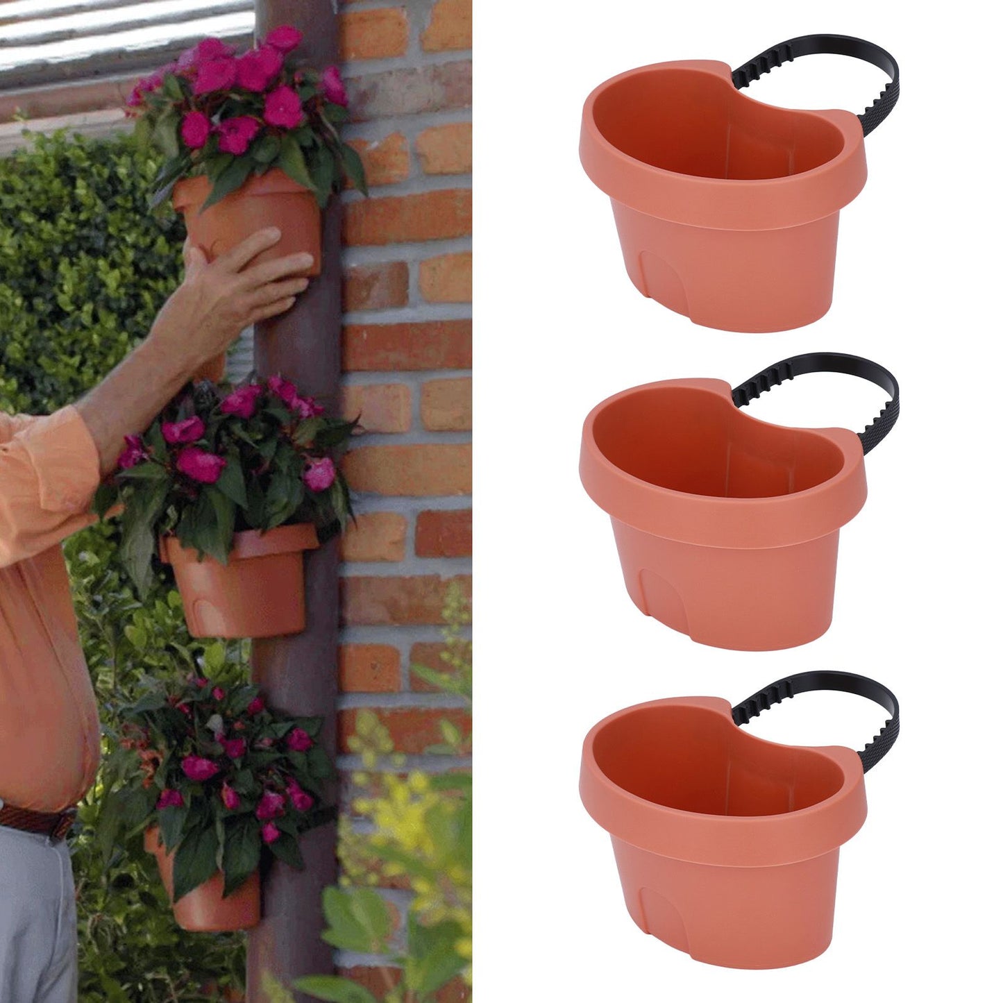 Flower Pot with Adjustable Strap Plastic Drain Pipe Flower Container Succulent Seedling Pot for Outdoor V1294-YM0523-3111220037511