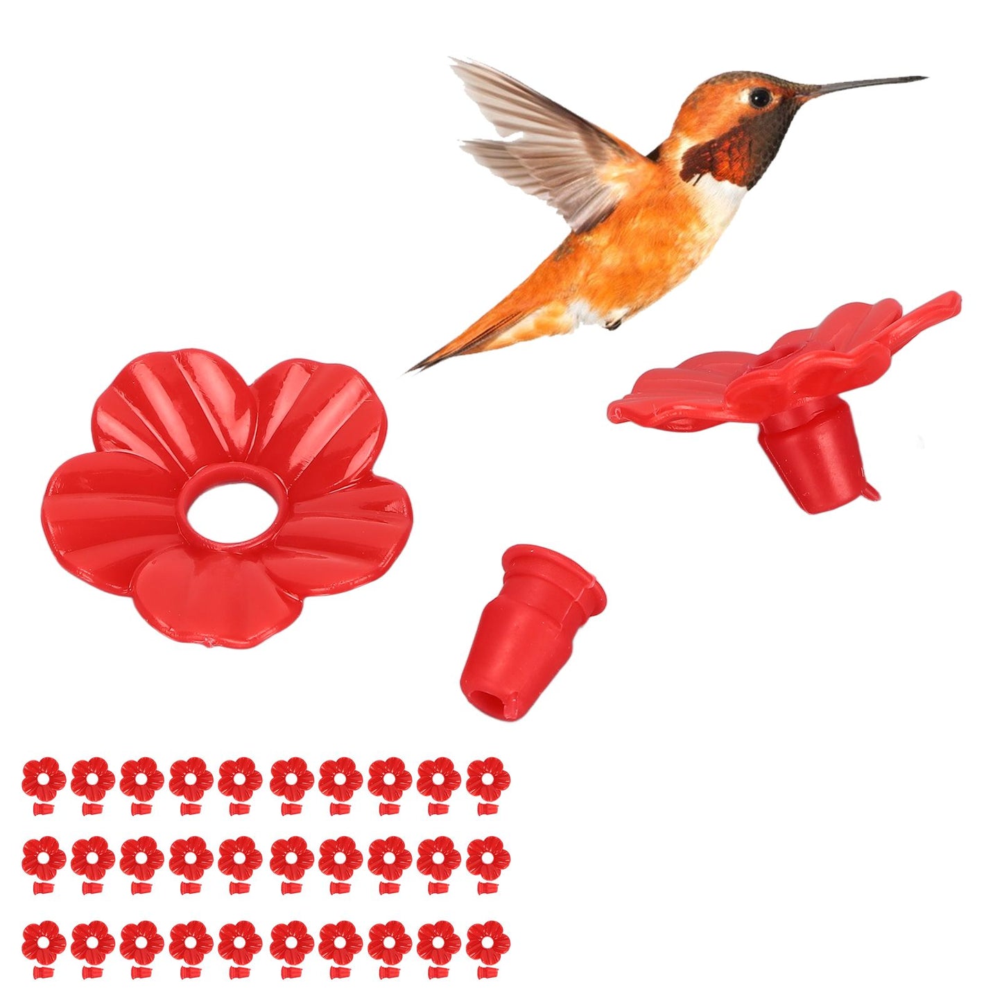 30 Sets Hummingbird Feeder Flowers Multicolor Unique Replaceable Hummingbird Bird Feeder Flower AccessoriesRed V1294-YM0523-3111220038712