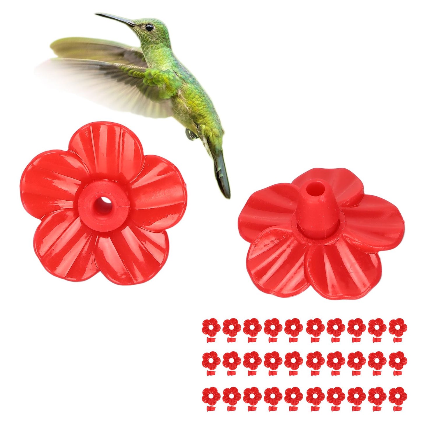 30 Sets Hummingbird Feeder Flowers Multicolor Unique Replaceable Hummingbird Bird Feeder Flower AccessoriesRed V1294-YM0523-3111220038712