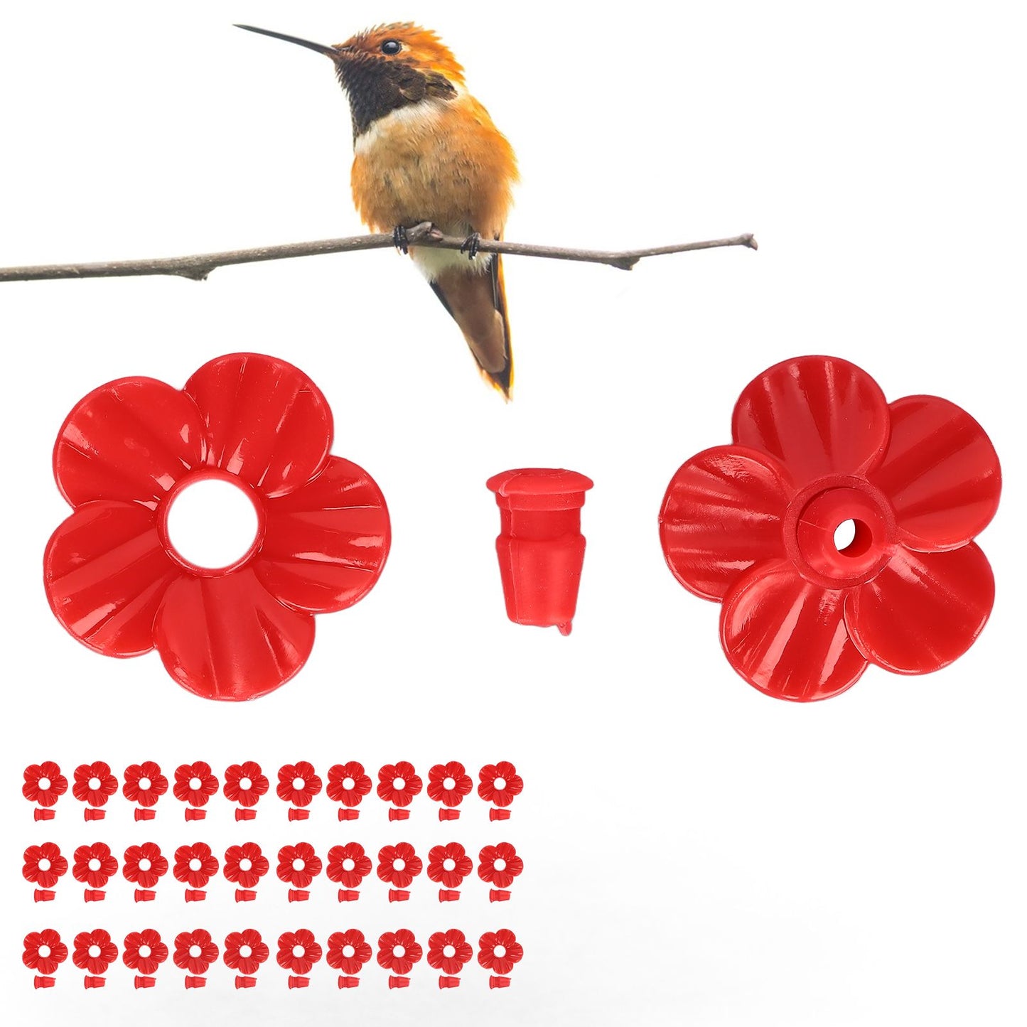 30 Sets Hummingbird Feeder Flowers Multicolor Unique Replaceable Hummingbird Bird Feeder Flower AccessoriesRed V1294-YM0523-3111220038712