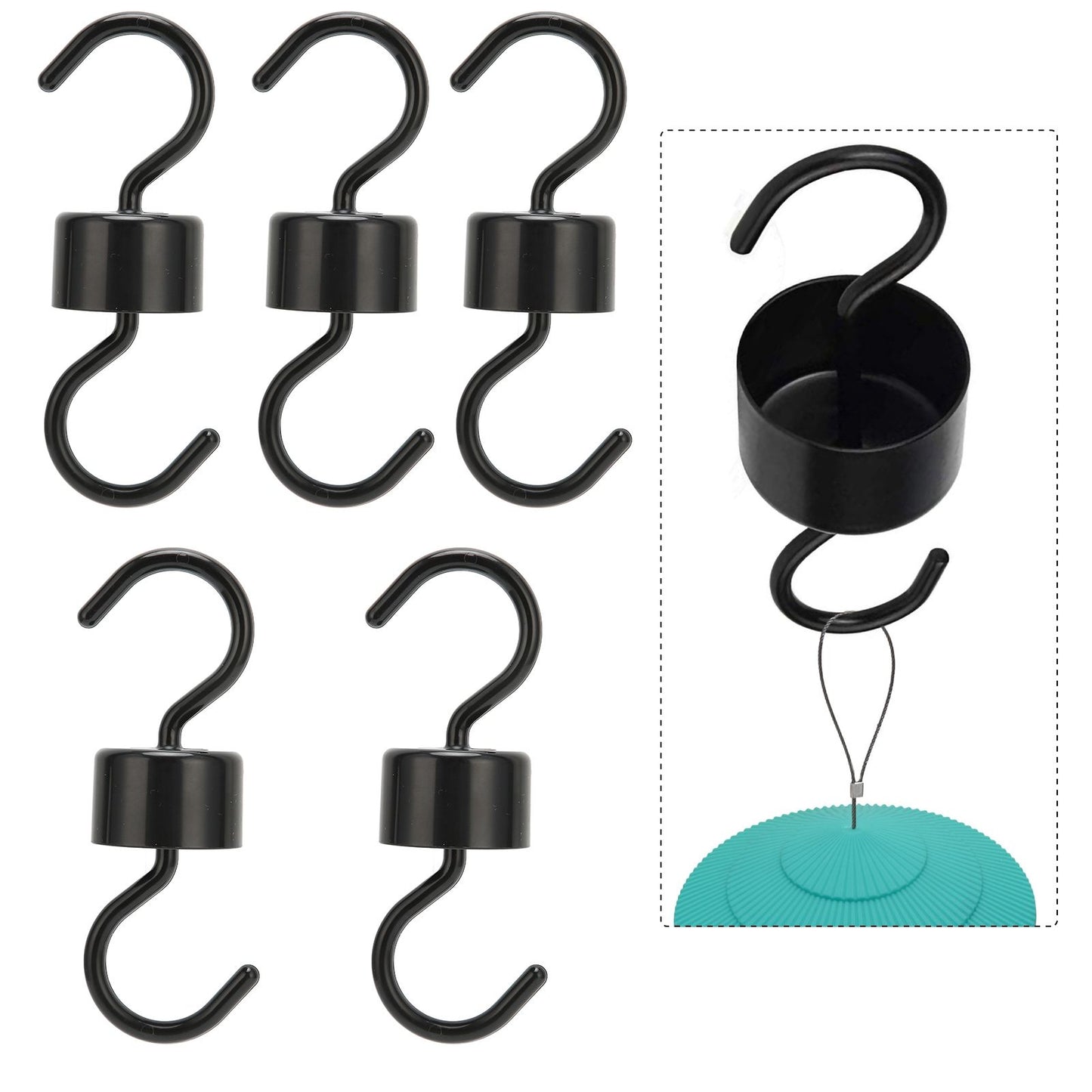 5Pcs Bird Feeder Hooks Black ABS Sturdy Easy Install Beautiful Ant Prevention Hooks for Garden V1294-YM0523-3111220038911