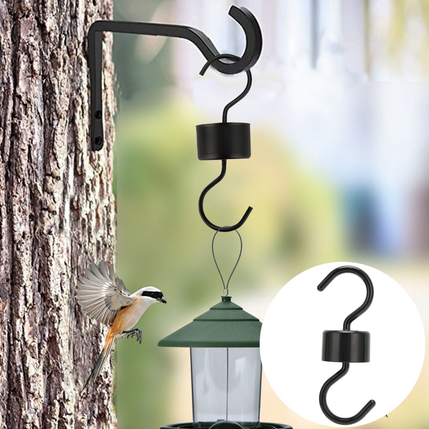 5Pcs Bird Feeder Hooks Black ABS Sturdy Easy Install Beautiful Ant Prevention Hooks for Garden V1294-YM0523-3111220038911