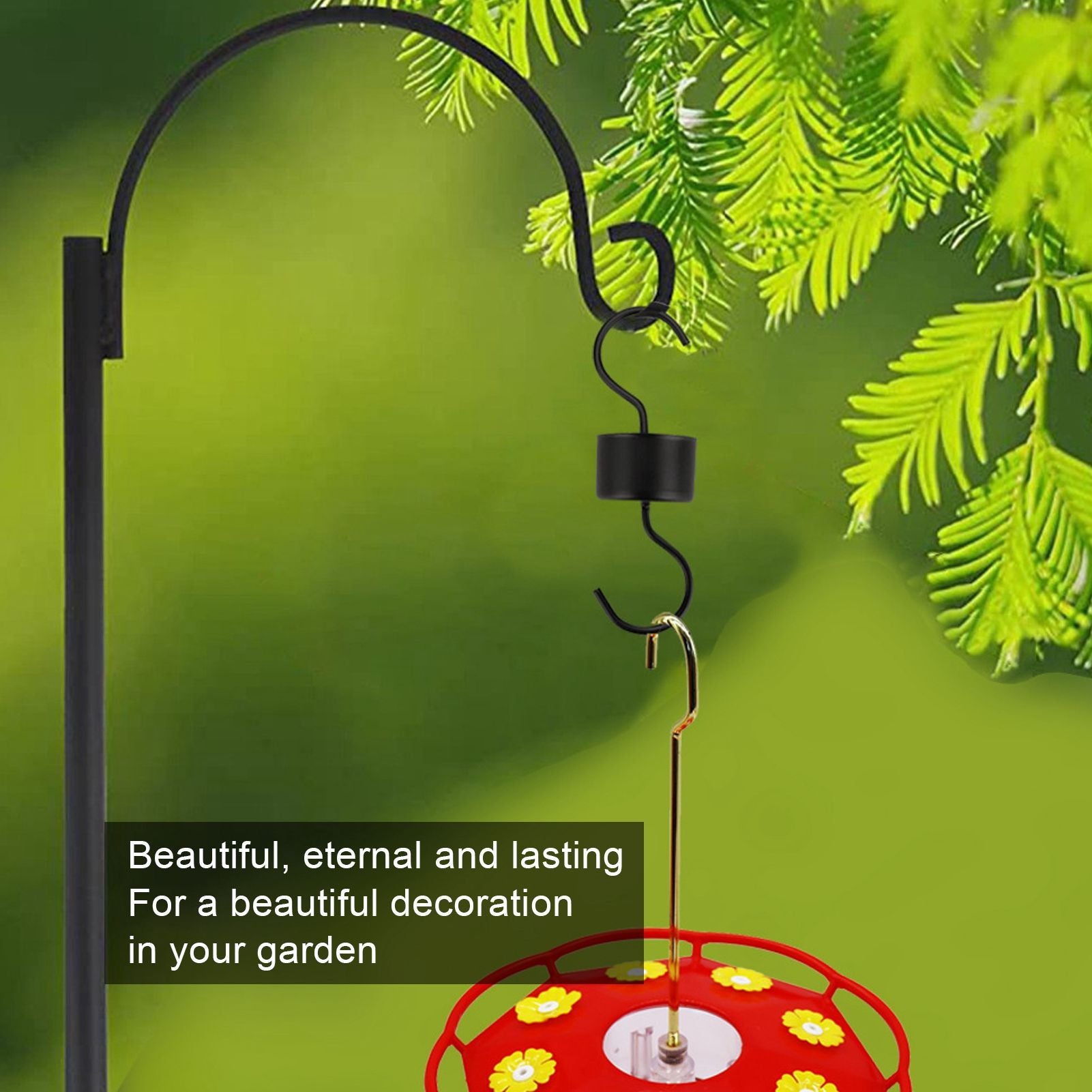 5Pcs Bird Feeder Hooks Black ABS Sturdy Easy Install Beautiful Ant Prevention Hooks for Garden V1294-YM0523-3111220038911