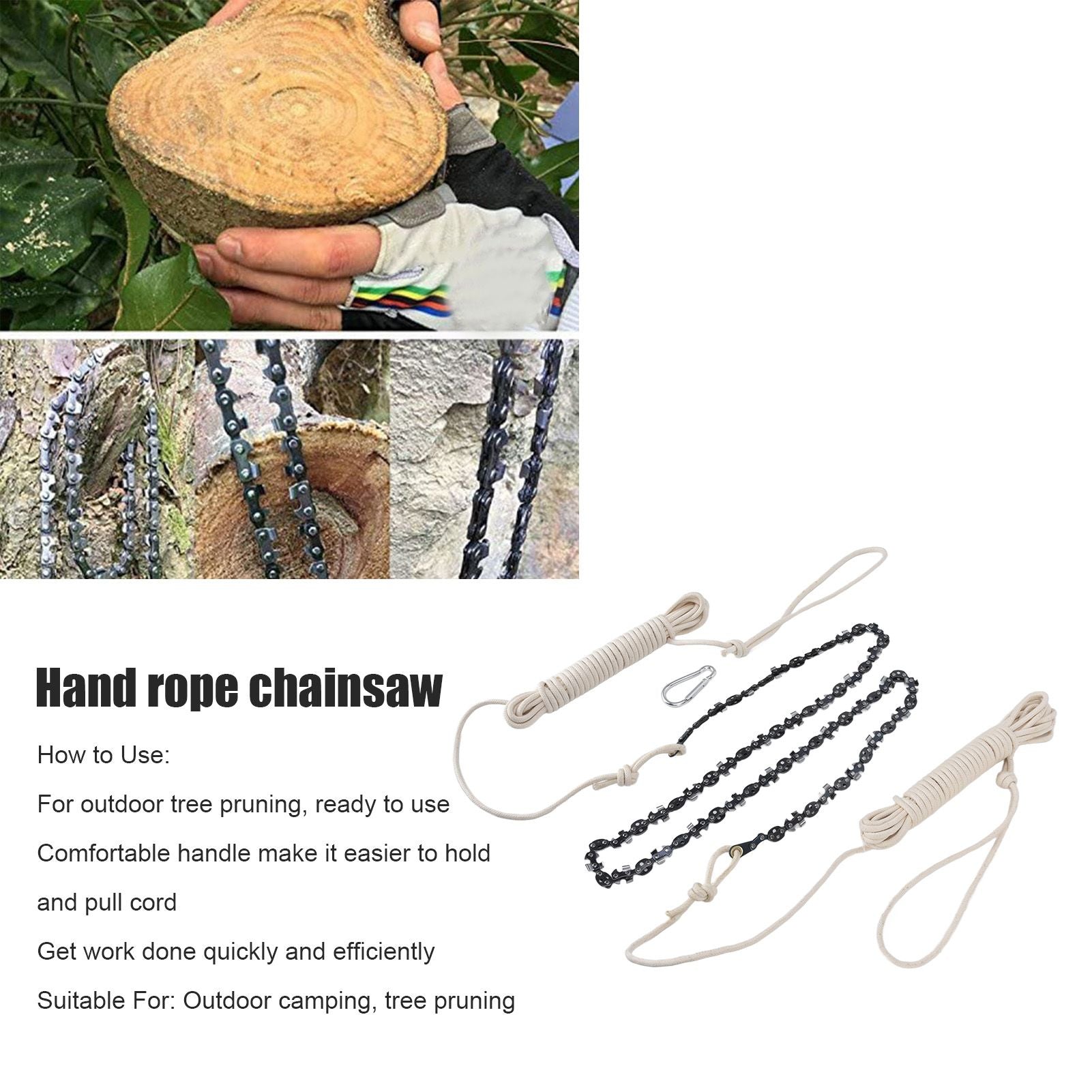 Hand Rope Chainsaw High Reach Tree Limb Easily Branches Cut Logging 64 Sections 62 Teeth 48in V1294-YM0523-3111220039811