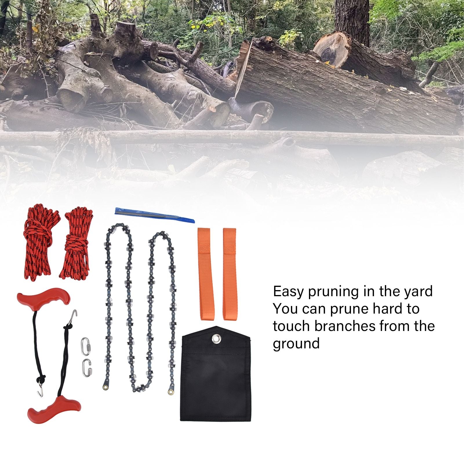 Hand Rope Chain Saw Efficient Both Sides Teeth Blades Folding Pocket Chainsaw for Tree Limb 53 Inch V1294-YM0523-3111220043511
