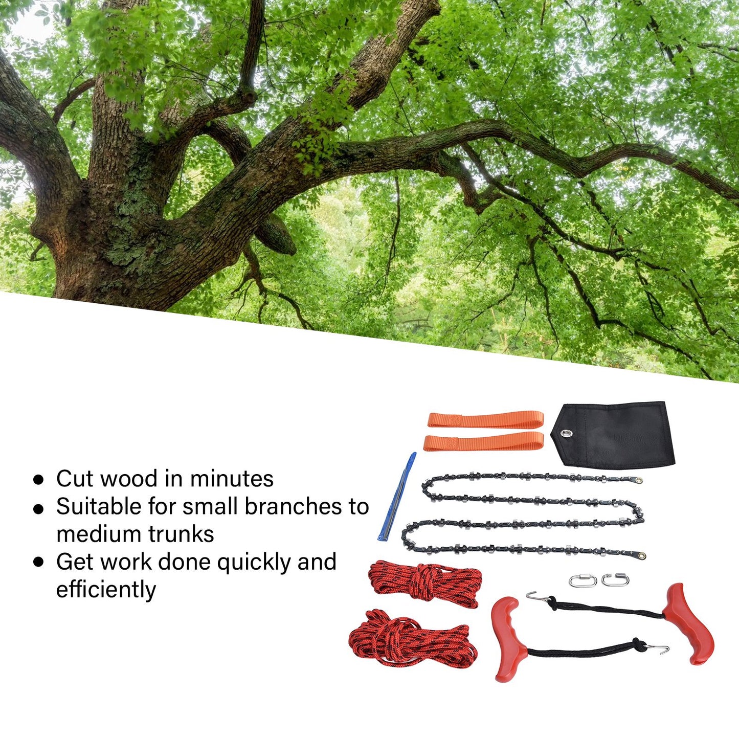 Hand Rope Chain Saw Efficient Both Sides Teeth Blades Folding Pocket Chainsaw for Tree Limb 53 Inch V1294-YM0523-3111220043511