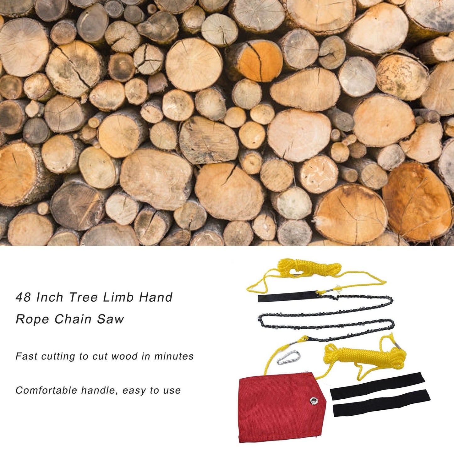 48 Inch Tree Limb Hand Rope Chain Saw 63 Teeth High Hardness Comfortable Handle Folding Pocket Chainsaw for V1294-YM0523-3111220043911