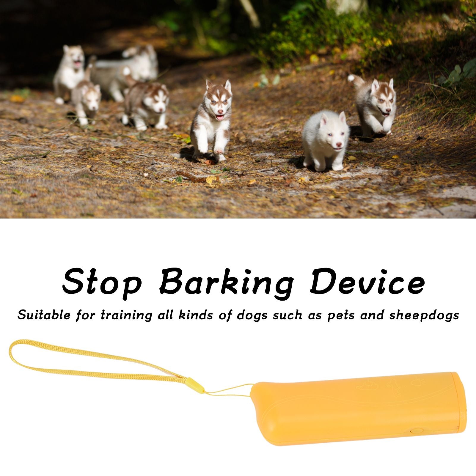 Ultrasonic Dog Trainer Device Portable Effective Dog Repeller for Barking Digging ChewingYellow V1294-YM0523-3111220044612