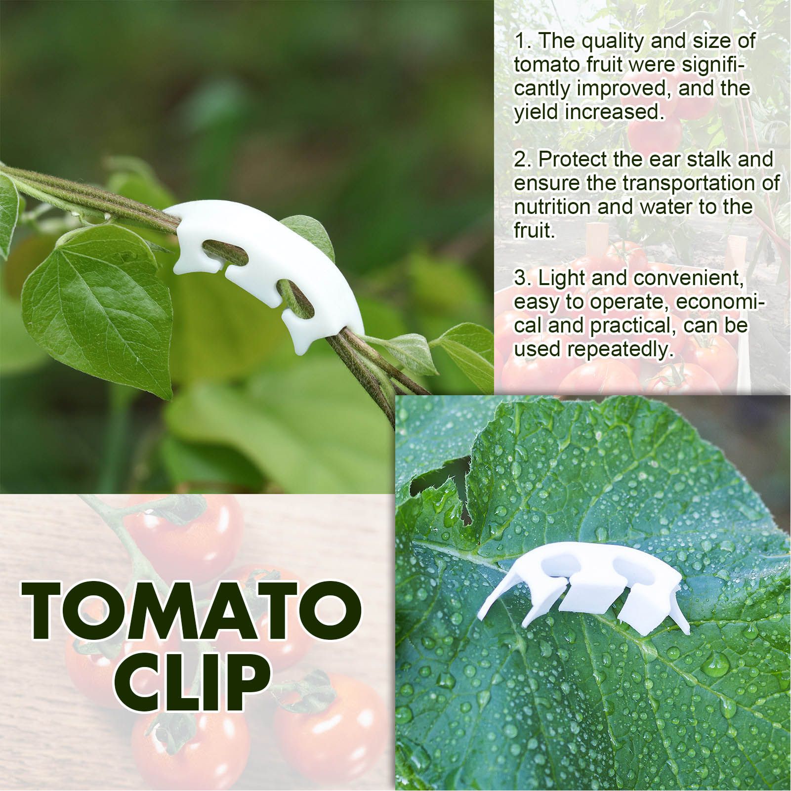 100Pcs Plant Support Clips Durable Plastic Grow Upright Vine Fixation Wide Application Tomato Clips for Grape V1294-YM0523-3111220045311