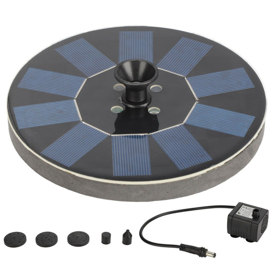 Solar Fountain Round 1.4W Floating Solar Landscape Fountain with Lights for Pool Pond Garden Decoration Black V1294-YM0523-3111220046111