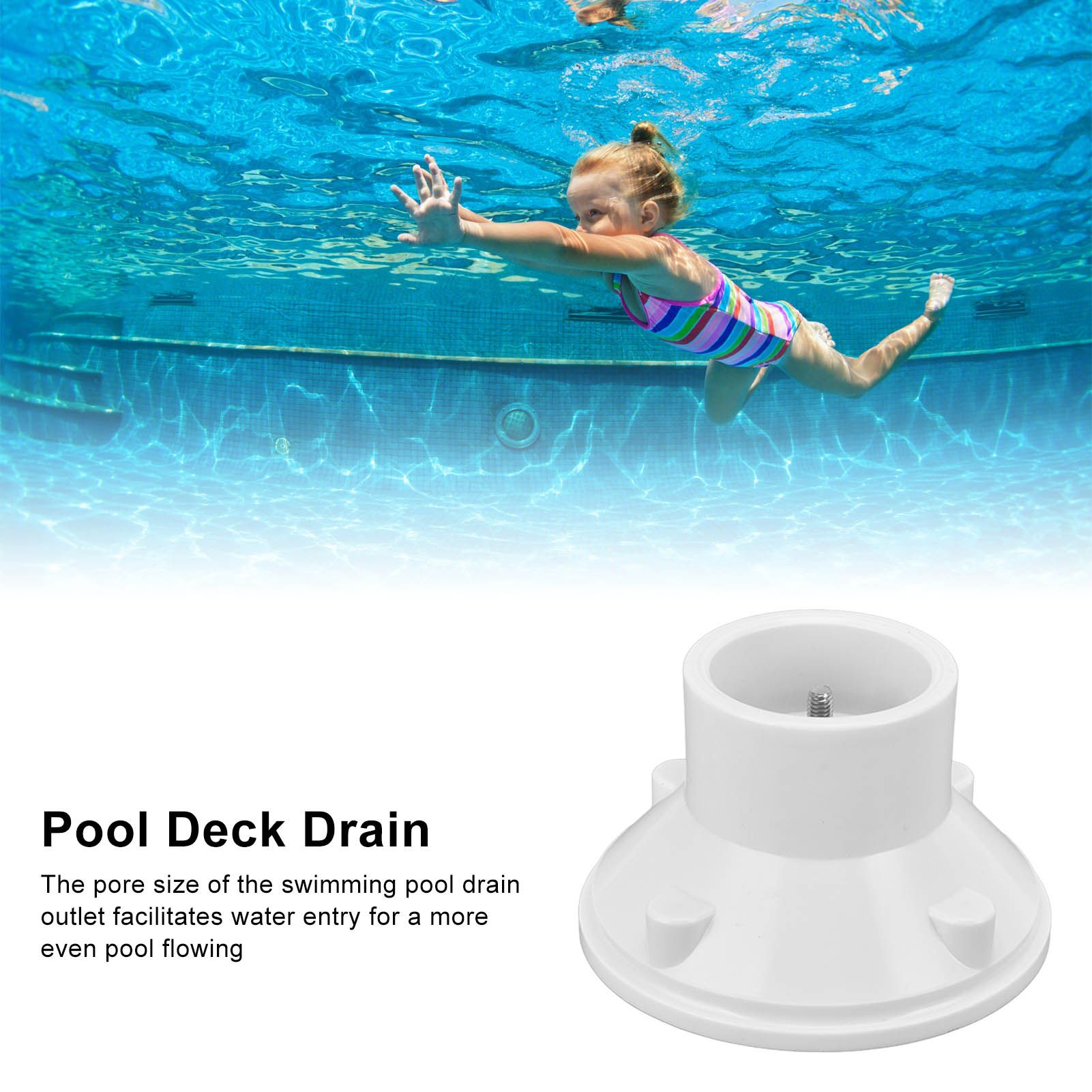 Swimming Pool Drain Outlet Built in Screw Adjustment Easy Replaceable White ABS Material Water Inlet Outlet V1294-YM0523-3111220051911